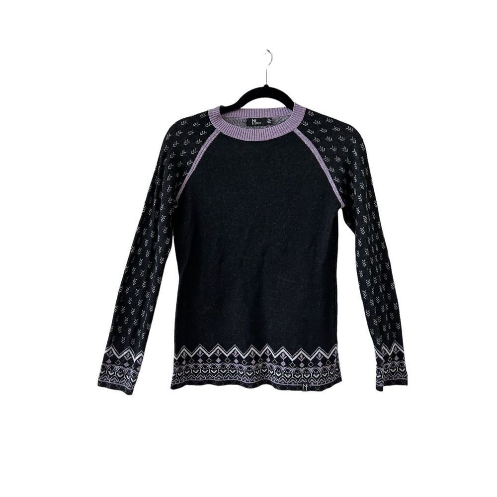 Neve Merino Wool Blend Ellie Crew Neck Sweater Black Women’s Size Small
